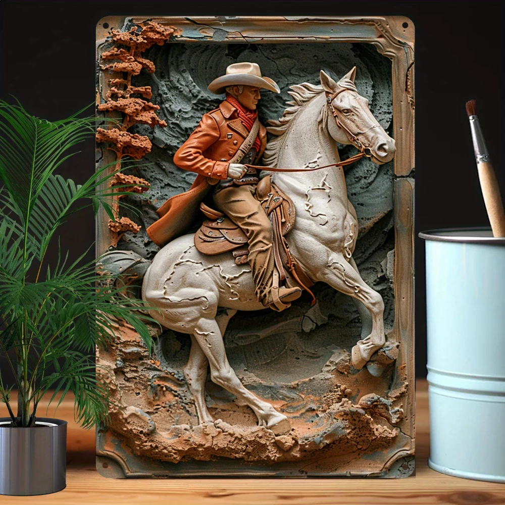 Винтажная Алюминиевая Вывеска Horse Rider 8x12 Дюймов Уникальная Идея Подарка Для