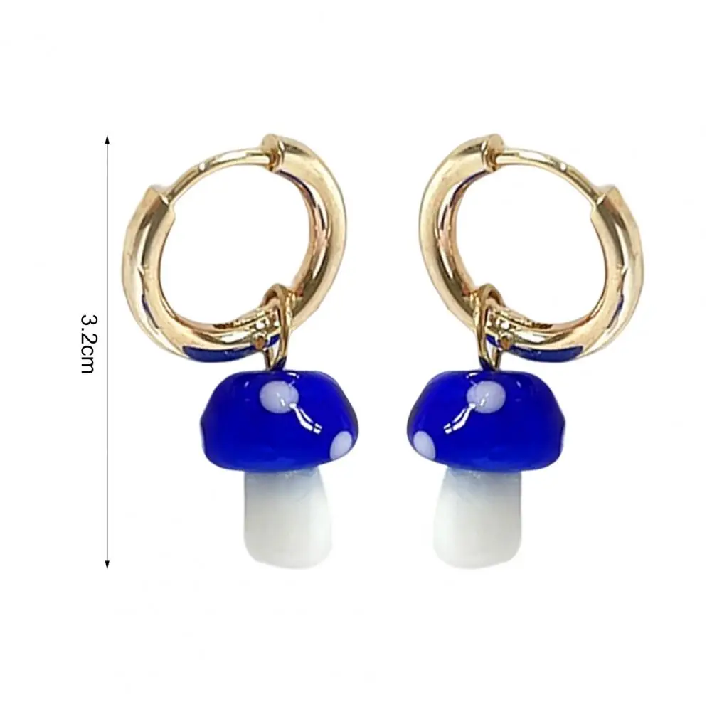 

1 Pair Drop Earrings Anti-deformed Plant Contrast Colors Stainless Mushroom Women Earrings Huggie Earrings Gift