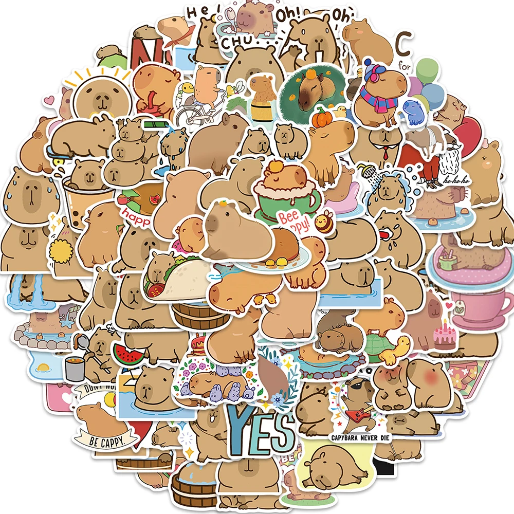 

10/50/100Pcs Cartoon Cute Capybara Varied Graffiti Stickers DIY Waterproof Laptop Pencil Case Helmet Notebook Decoration Decals