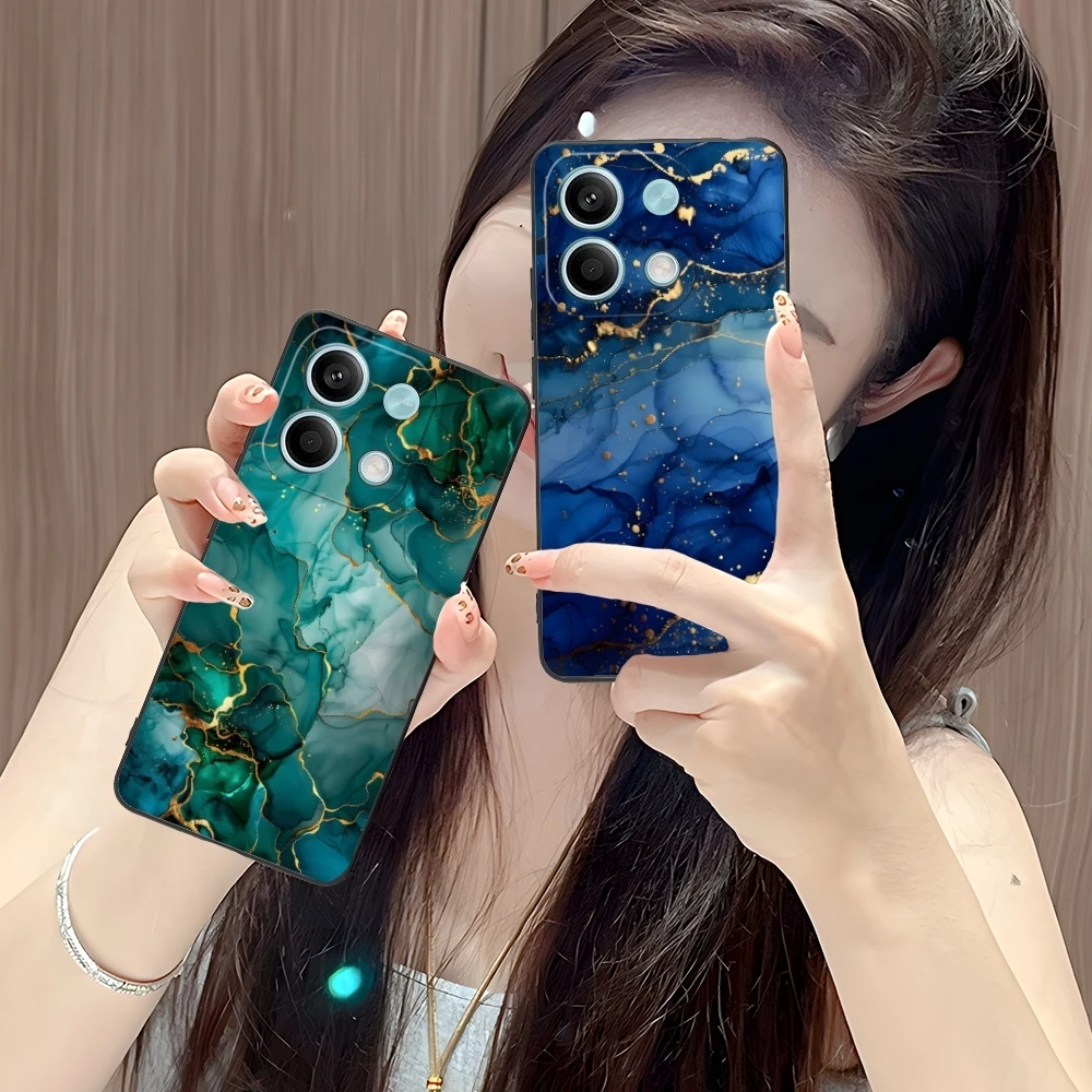 Luxury Golden Stone Mobile Cell Phone Case for Xiaomi POCO M6 M5 M4 M3 X6 X5 X4 X3 F6 F5 F4 F3 F2 C40 Pro GT 5G Black Cover