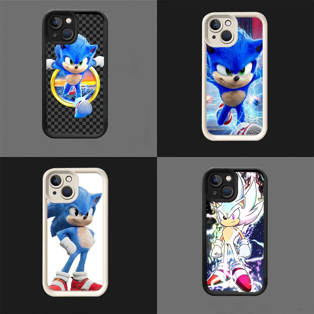 Фото WR-63 Белый ступенчатый чехол из ТПУ Sonic the Hedgehog для iPhone 11, 12, 13, 14, 15, Mini Pro Plus Max №2