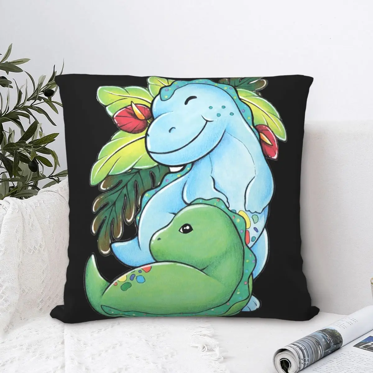 

pickle the dinosaur moriah elizabeth Throw Pillow Polyester Home Decor Pillow Case Home Cushion Cover 45*45cm