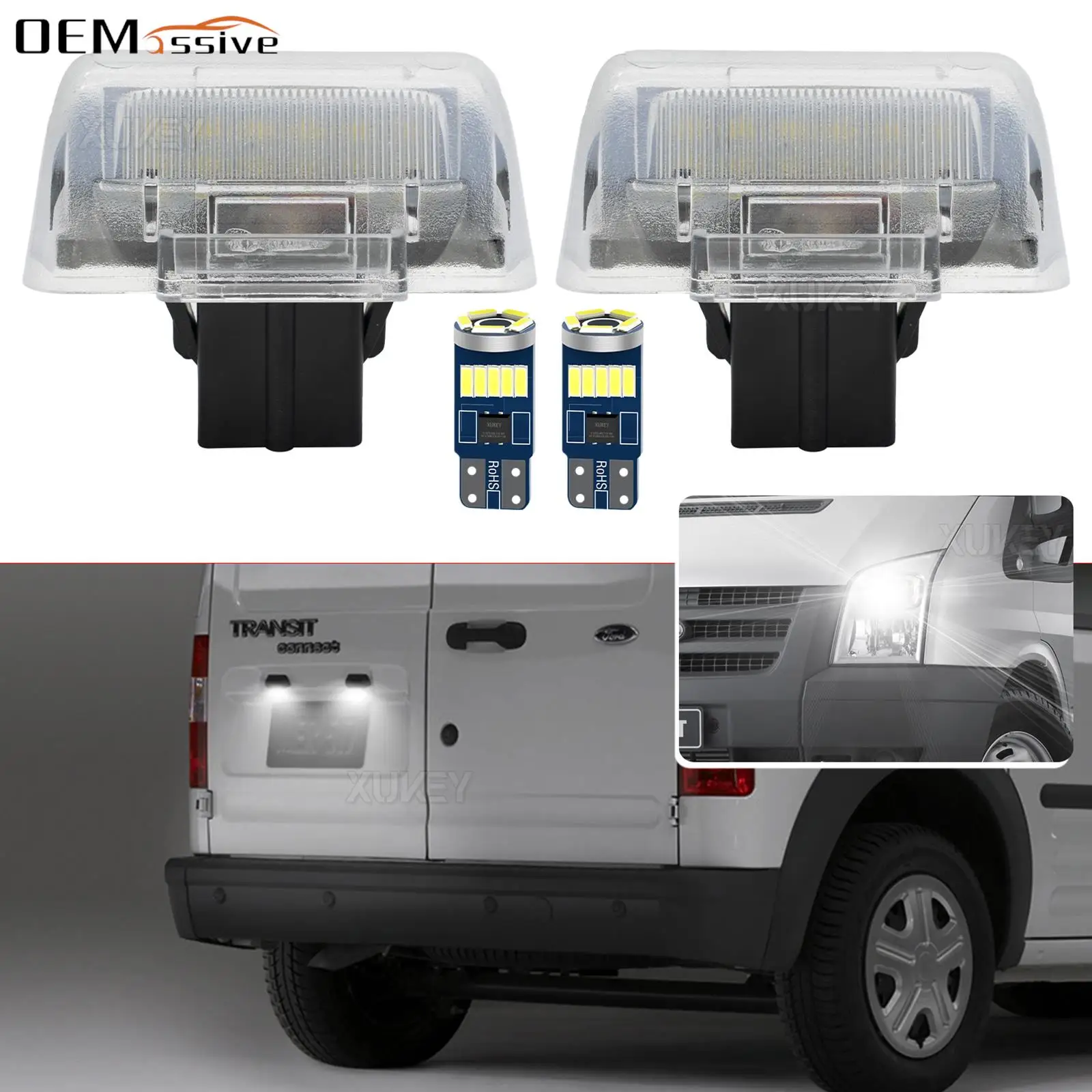 

Для Ford Transit Tourneo Connect светодиодный светильник номерного знака, лампа номерного знака, боковая парковка T10 501, лампочки, обновление освещения, 4 шт./упак.