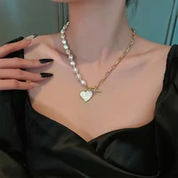 2022 new love shape clavicle chain womens fashion pearl asymmetric necklace girls jewelry gifts