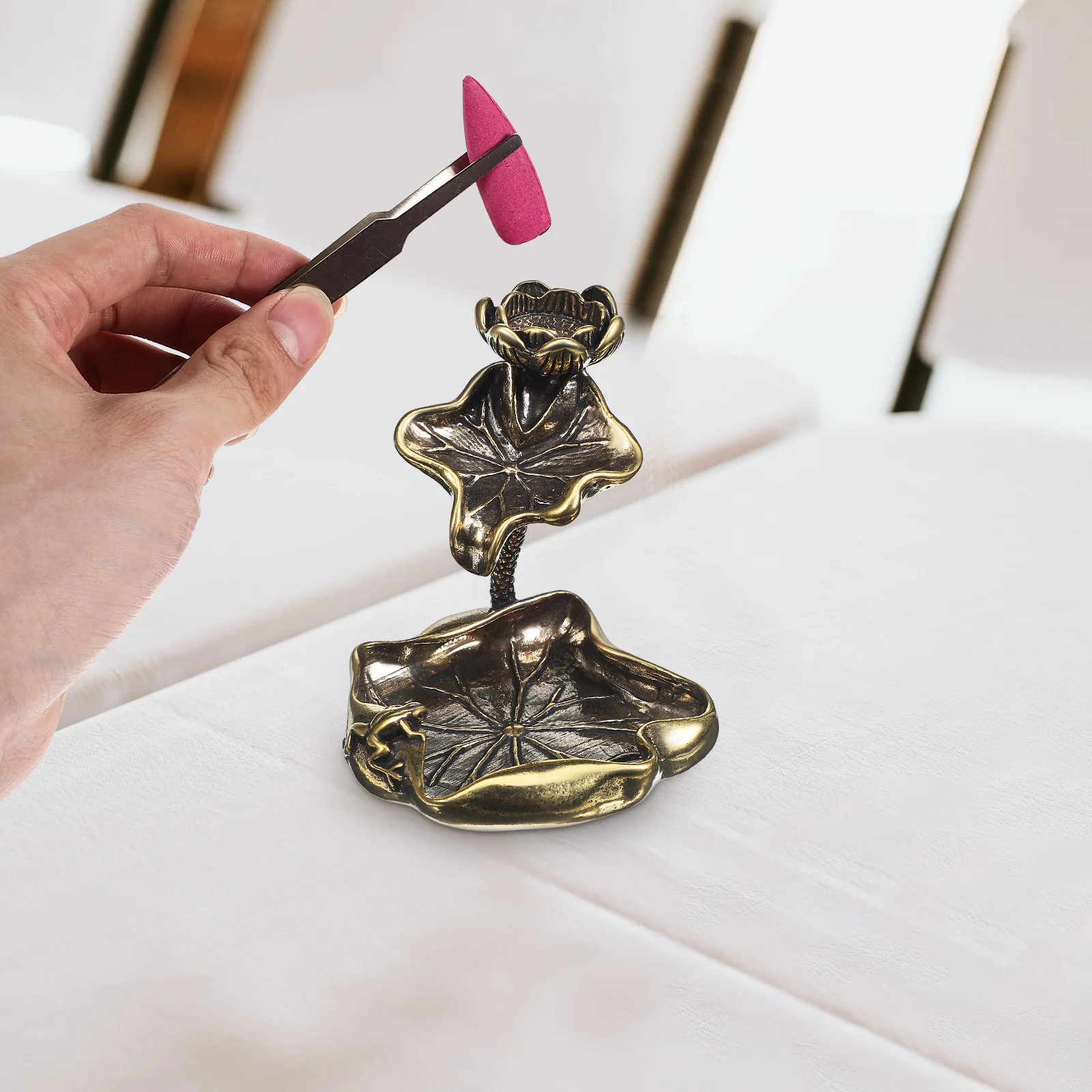 Курильница с листьями лотоса украшения для домашнего декора стола обратным