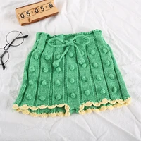 toddler girl pom pom short pants 4 season knitwear 100 cotton drawstring shorts knitting clothes for girls