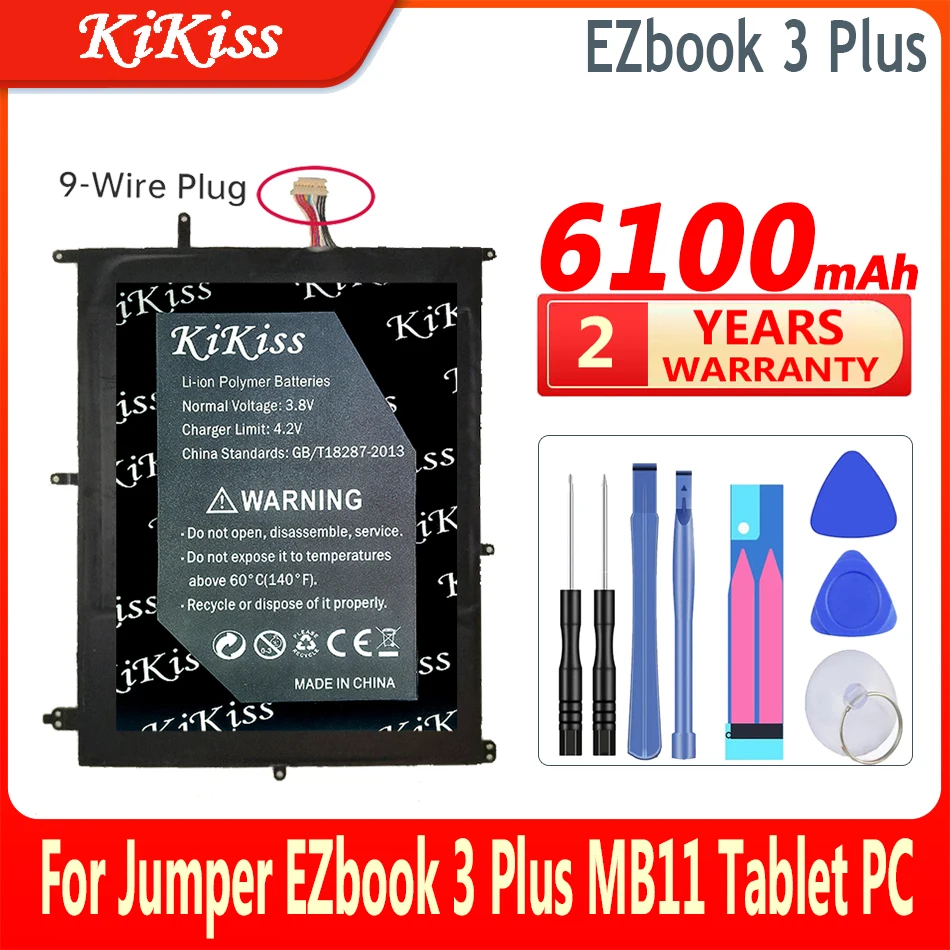 

Мощный аккумулятор KiKiss 6100 мАч EZbook 3 Plus (9 проводов) для планшета Jumper EZbook 3 Plus EZbook3 Plus MB11
