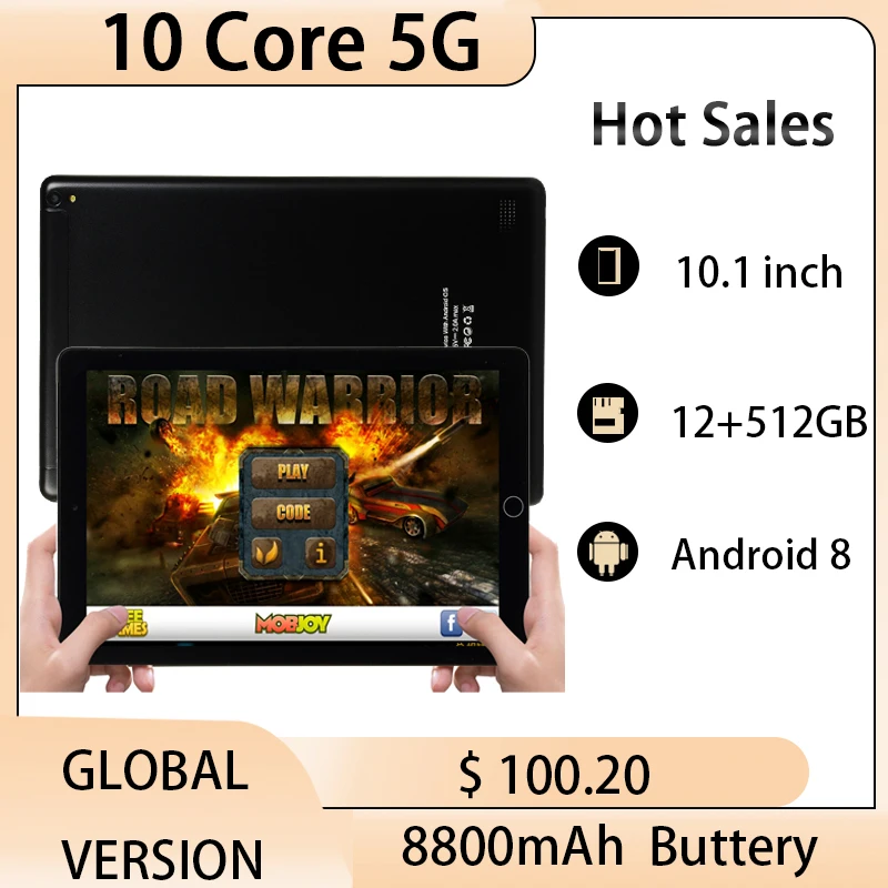 

Laptop 5G 8800mAh Battery Tablet PC Pad 10.1 Inch 512GB 13MP Camera Android 8 WIFI GPS 10 Core Google Play WPS Office Keyboard