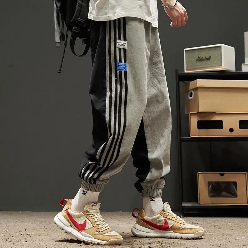 

Спортивные брюки мужские с полосками по бокам, Осень-зима, Модные свободные повседневные брюки, леггинсы, спортивные брюки, шаровары