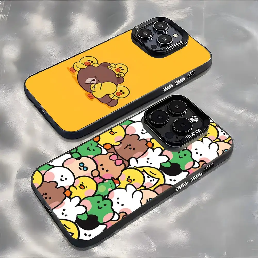 Фото Модный мультяшный чехол L-line FriendES для iPhone, серебристый корпус для iPhone 17, 16, 15, 14, 13, 12, 11 Pro Max Plus №1