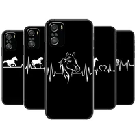 horse pony horse heartbeat phone case for xiaomi mi 11 lite pro ultra 10s 9 8 mix 4 fold 10t 5g black cover silicone back prett