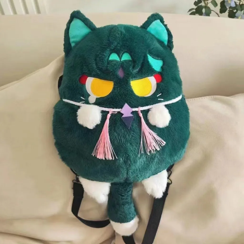 

40 см Genshin Impact Xiao кошка рюкзак плюшевая кукла Наплечные сумки детский подарок на день рождения Рождество Креативные украшения