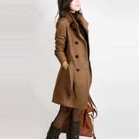 leisure winter wool coat with belt women plus size casaco feminino ladies autumn new slim long sleeve woolen coats chic overcoat