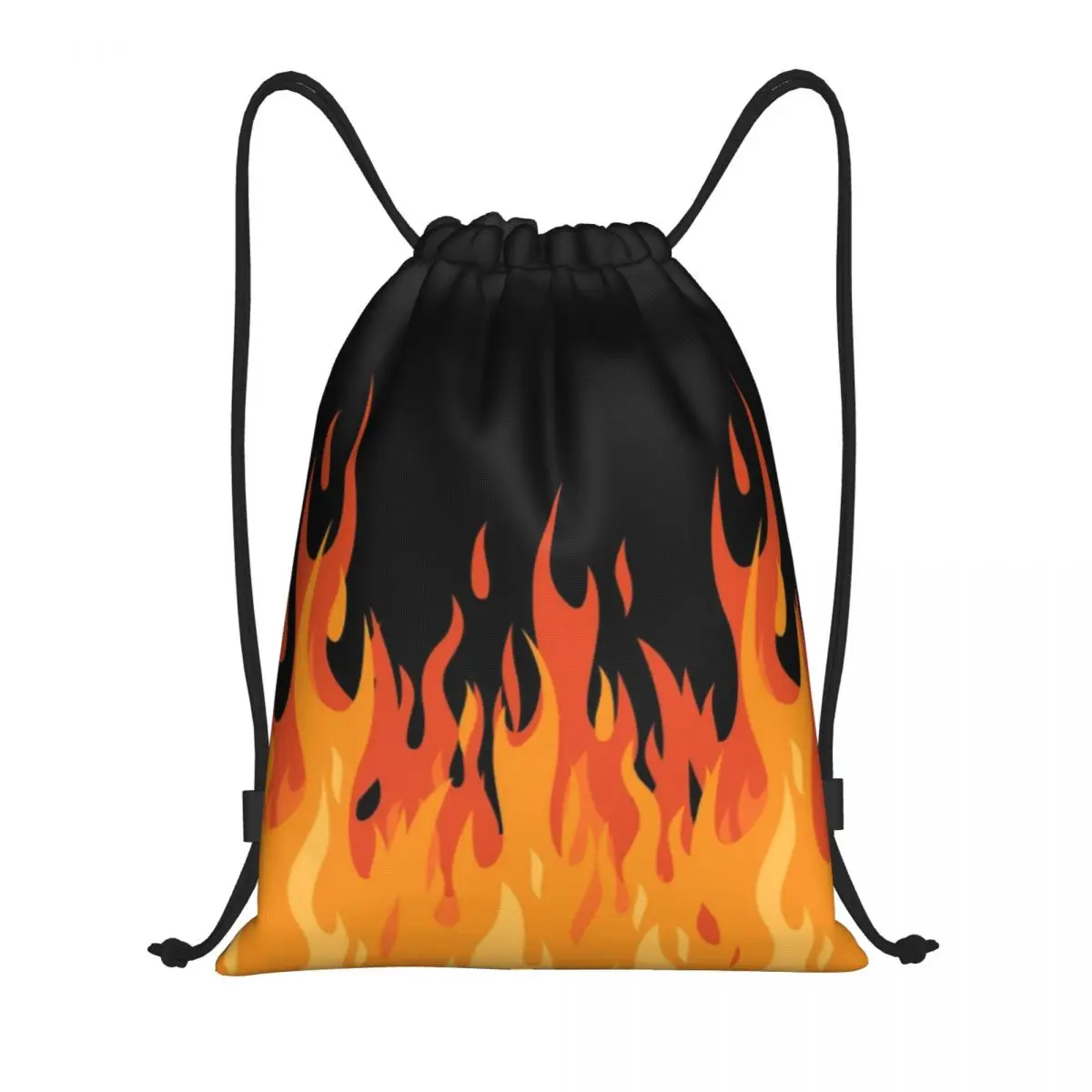 Custom Big Fire Orange Flames Drawstring Bag for Training Yoga Backpacks Women Men Vintage Burning Flame Sports Gym Sackpack