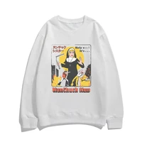 nunchuck nun sweatshirt funny print sweatshirts men women eu size cotton pullovers trend style sportswear man hip hop streetwear