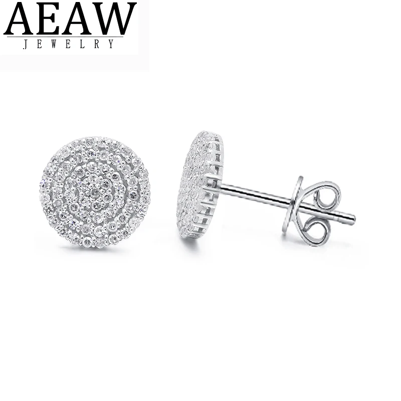 AEAW Earrings for Women 2022 Trending Solid 10K Gold Stud Earrings Flower Setting Mossanite Diamond Gems Wedding Jewelery