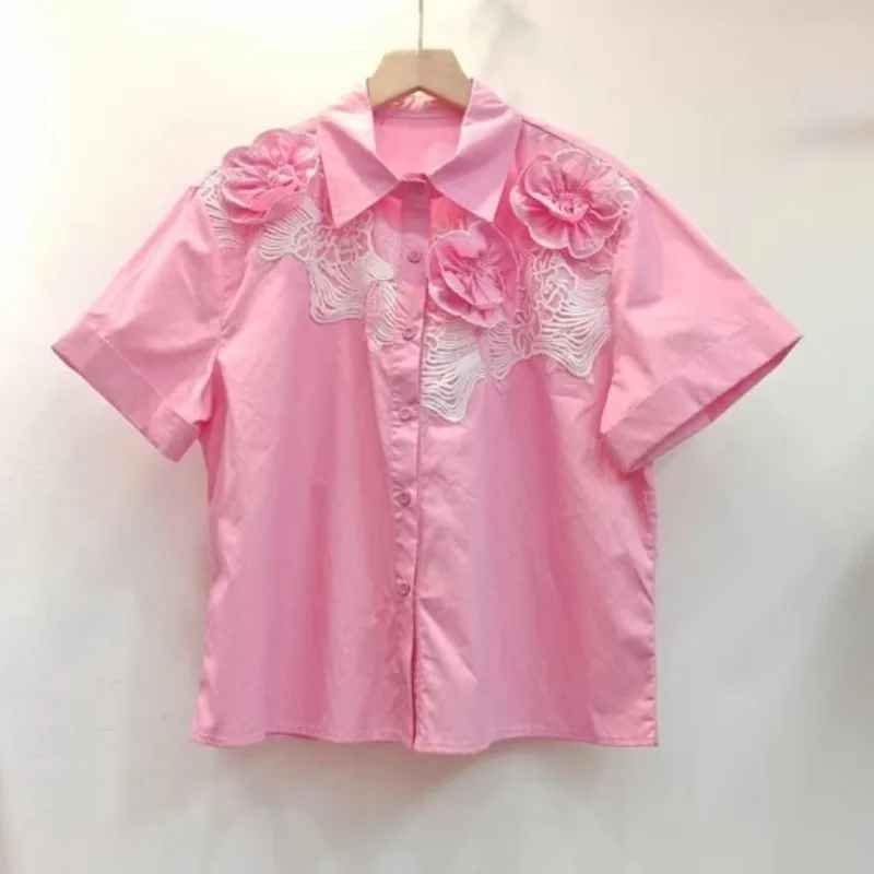 Женская кружевная блузка Neploe с цветочной 3D вышивкой элегантная Свободная