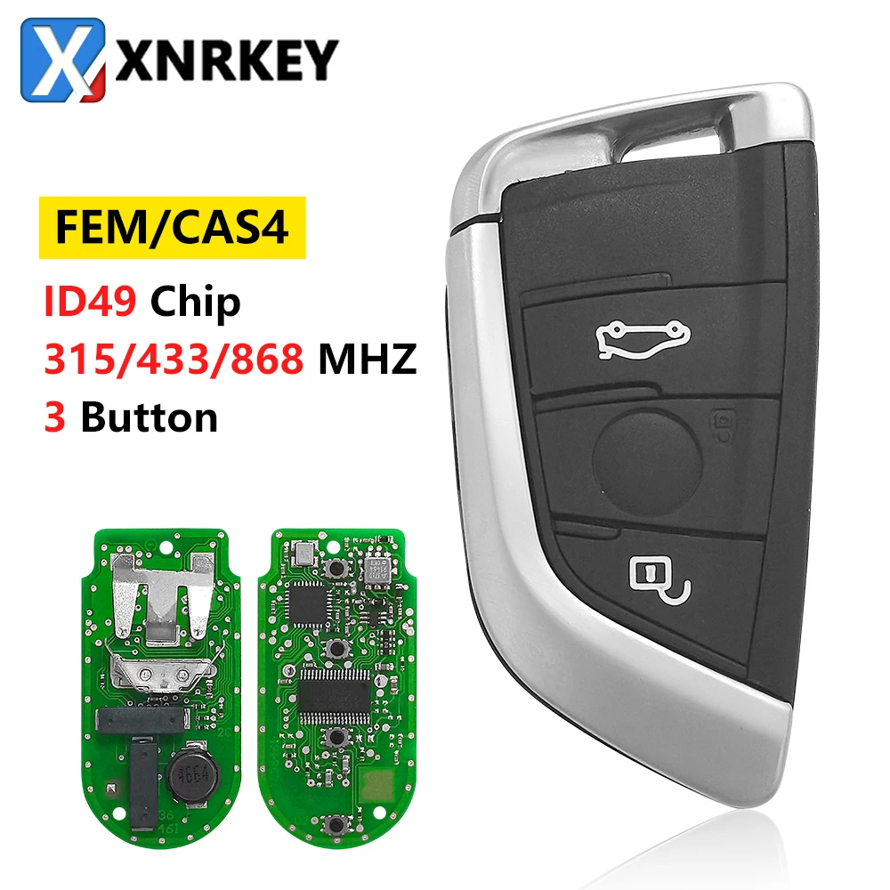 XNRKEY 3 Button Remote Key ID49/PCF7953 Chip 315/433/868Mhz for BMW X5 X6 X7 2011-2017 CAS4 CAS4+ FEM F System Proximity Keyless