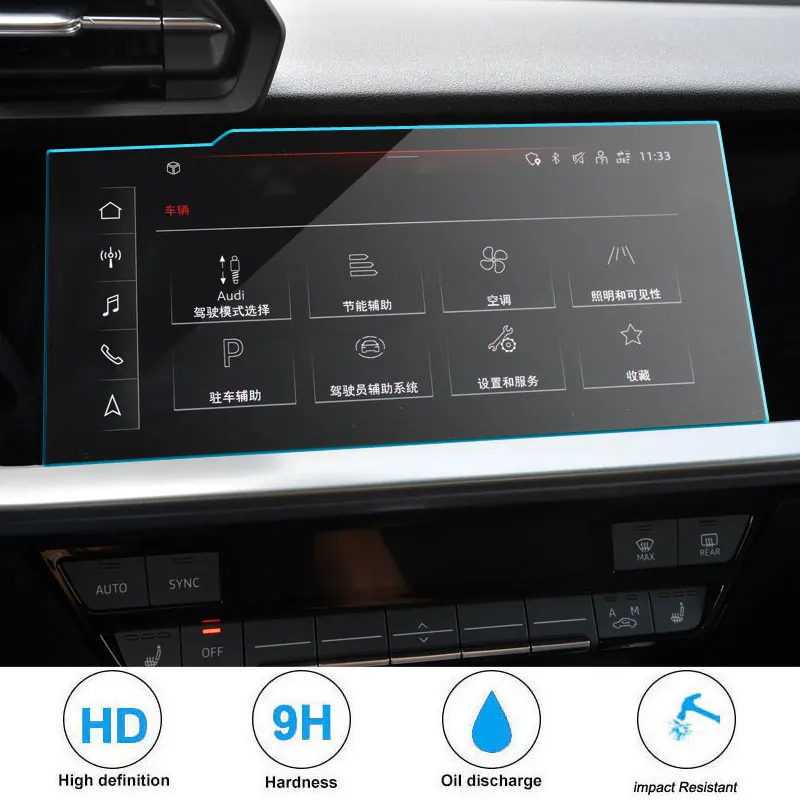 

Защитная пленка из закаленного стекла для Audi A3 8Y 2021-2025, GPS-навигация, сенсорный центральный дисплей, автоинтерьер