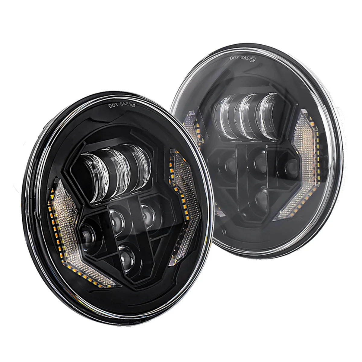 

7 Inch LED Headlights 1 Set with High Low Beam White DRL Turn Signal for --Wrangler JK TJ CJ