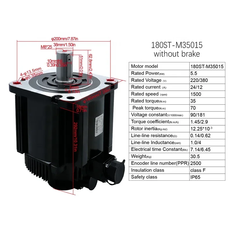 Серводвигатель переменного тока HLTNC 1 5 кВт 180ST-M35015+T3A-H50F-RANF с сопротивлением 1500 Вт 35