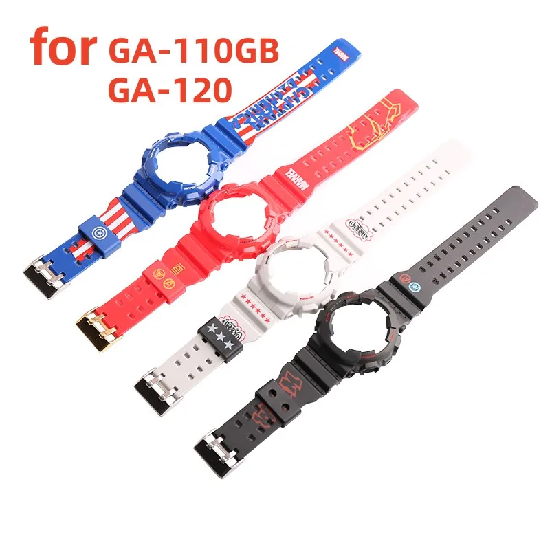 Resin strap case Suitable for Casio G-shock GA110 120 140 GA-110GB Men's Sports Waterproof watch strap accessories