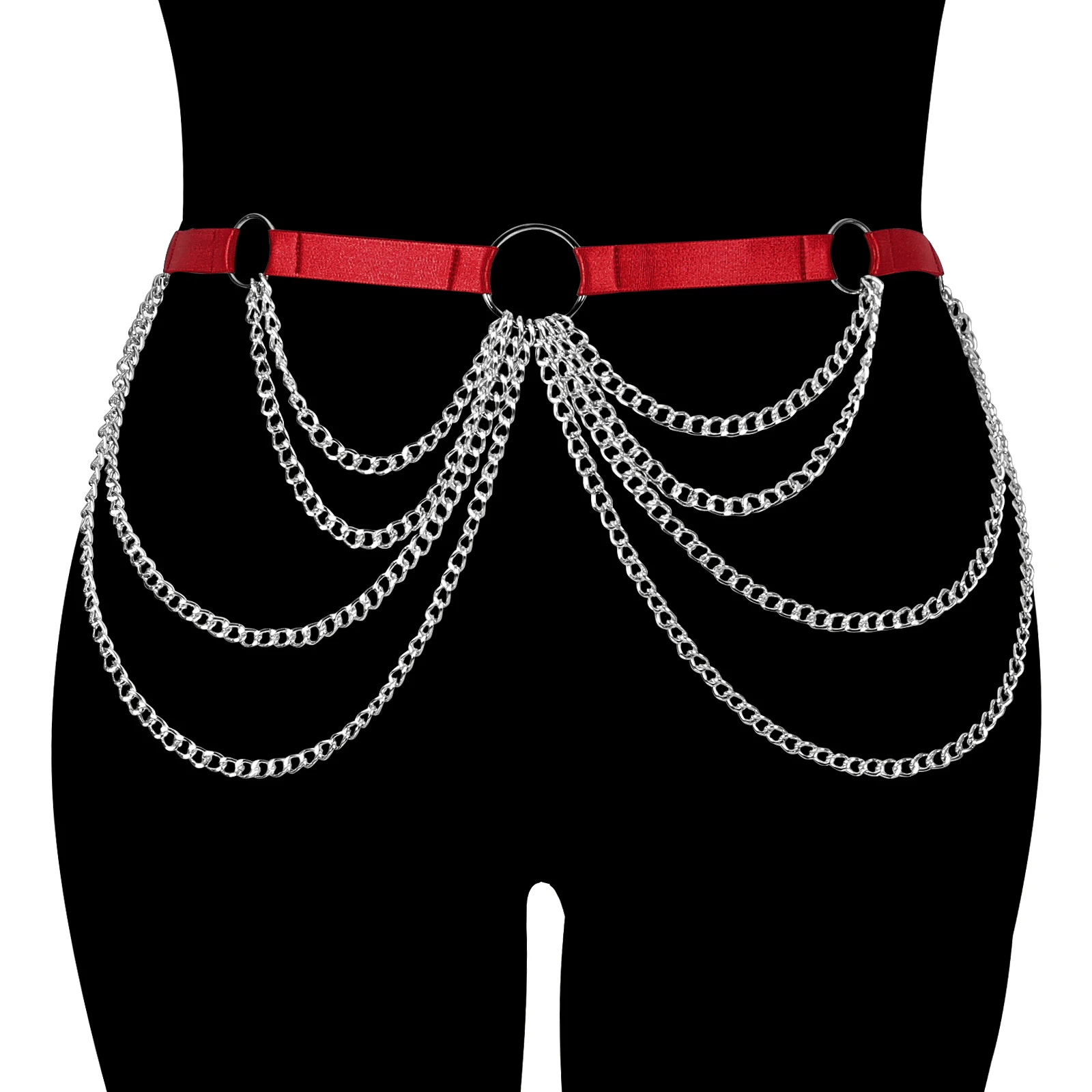 

Wine Red Chain Garter Belt Leg Harness Removable Bondage Body Cage Sexy Lingerie Pastel Goth Wedding Garter Body Harness