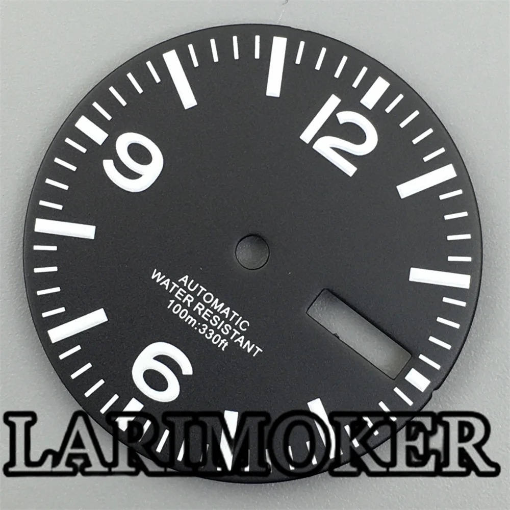 Светящийся циферблат для часов LARIMOKER черный и белый цвета 29 мм подходит NH35 NH36 ETA2824