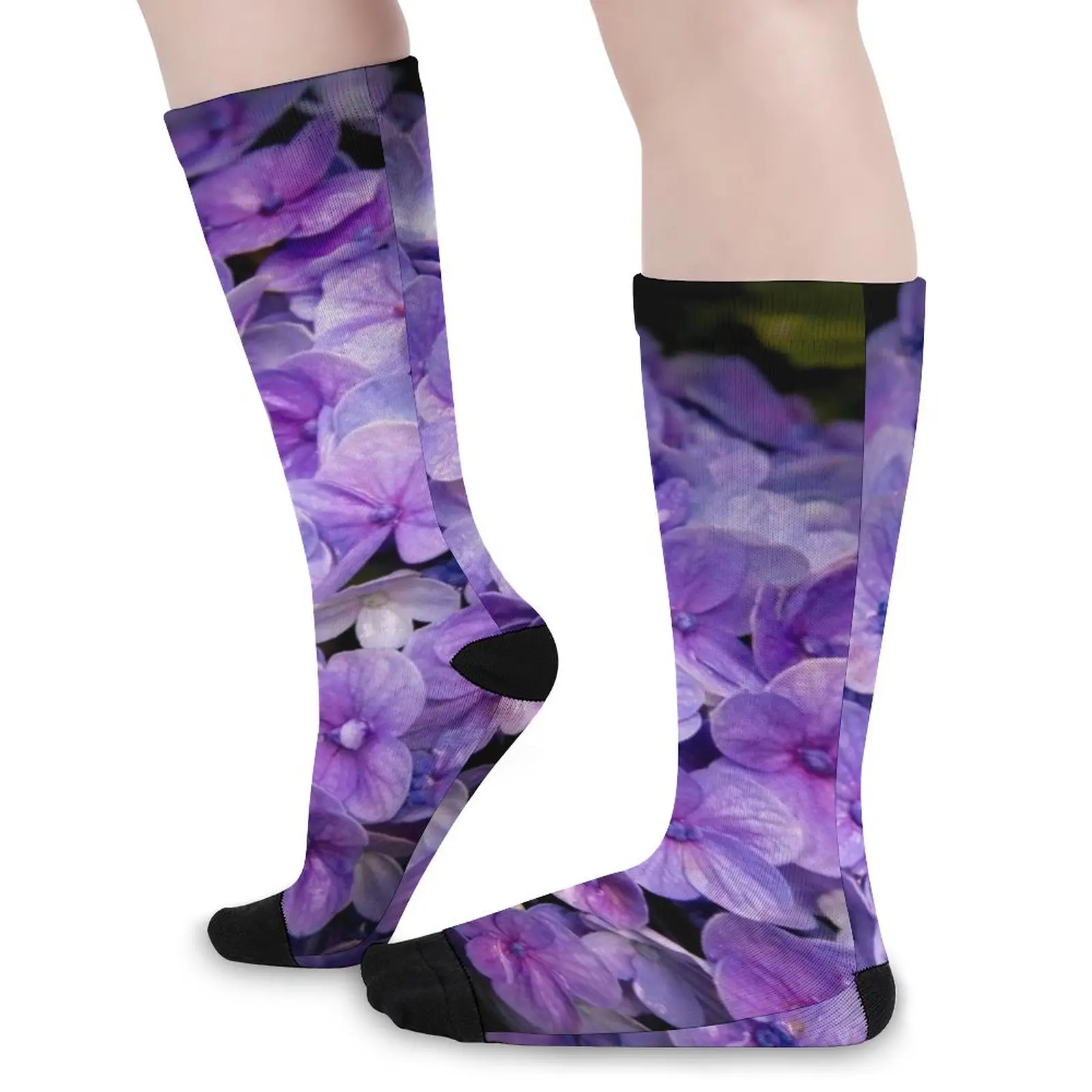 

Лавандовые чулки женские фиолетовые носки с цветочным принтом мягкие новые носки для езды на велосипеде Нескользящие дизайнерские носки подарок