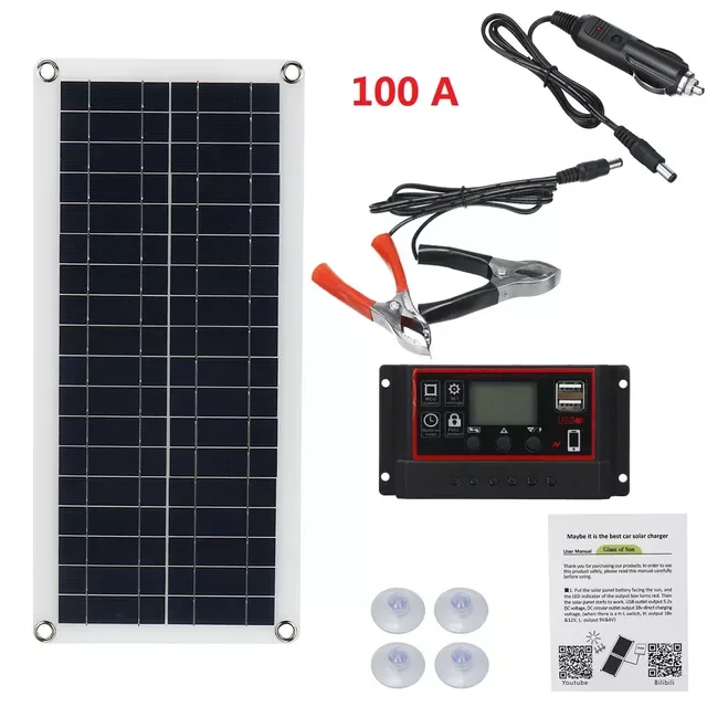 

Комплект панелей солнечных батарей 1000 Вт, 12 В, USB-зарядка, панель солнечных батарей, контроллер, Портативные водонепроницаемые солнечные бат...