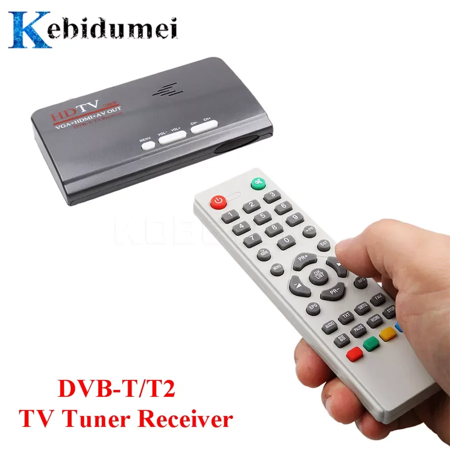 

Kebidumei DVB-T/DVB-T2 TV тюнер приемник TV Box VGA AV CVBS 1080P HDMI-совместимый цифровой HD спутниковый ресивер пульт дистанционного управления