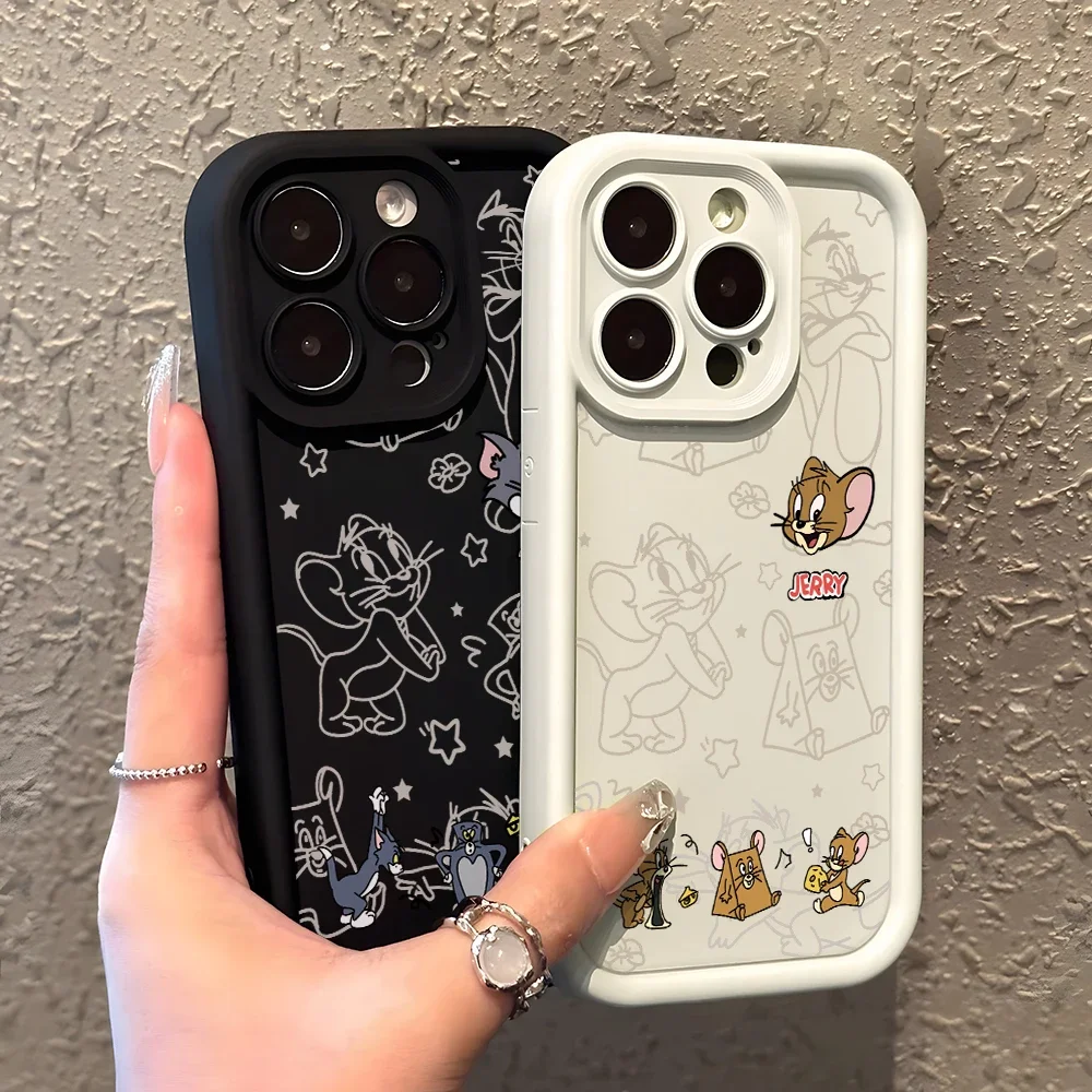 Чехол для телефона Jerrys с рисунком кота и мыши iPhone 16 15 14 Plus 13 12 Mini 11 Pro Max X Xs XR 8 7