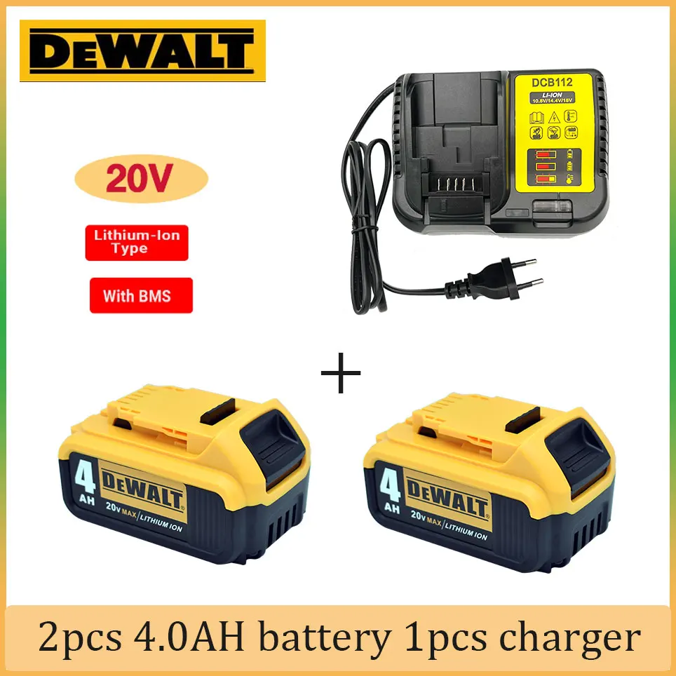 

4000mAh 20V For Dewalt DCB200 Replacement Battery Compatible with For Dewalt 20V Tools DCB182 DCB200 DCB609 Battery+charger