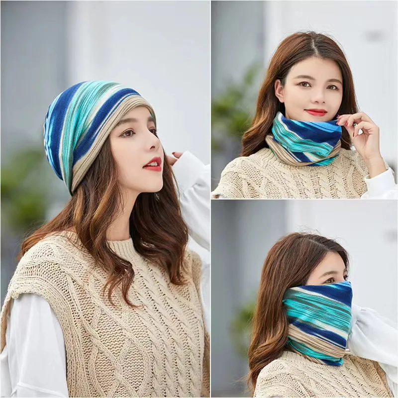 Весенне-осенние шапки в радужную полоску