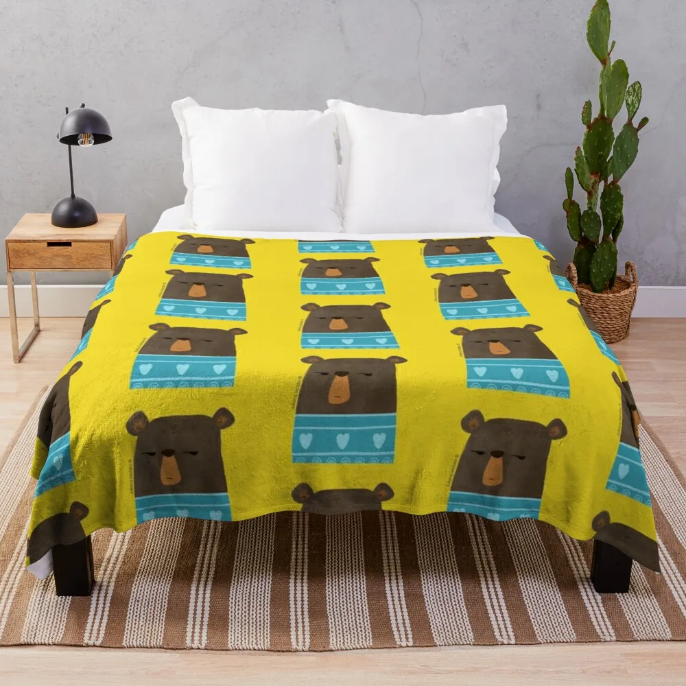 

Skeptical Bear Throw Blanket Hairy Blanket Microfiber Blanket