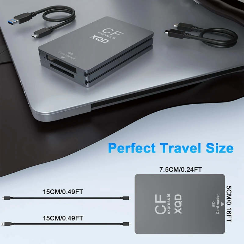Фото Картридер DT21 USB 3.2 10 Гбит/с для карт CFexpress TypeB XQD и SD, адаптер USB C на USB A/C, высокоскоростной, для кинематограф №4