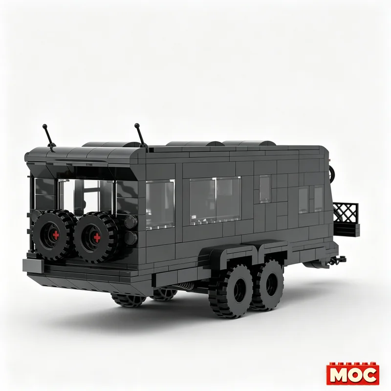 Фото Набор строительных блоков MOC Revive Caravans Bushtamer MK2 Dino Motors T-Rex Super Duty Facelift OffRoad Camper, 1115 деталей, подарок на день рождения №4