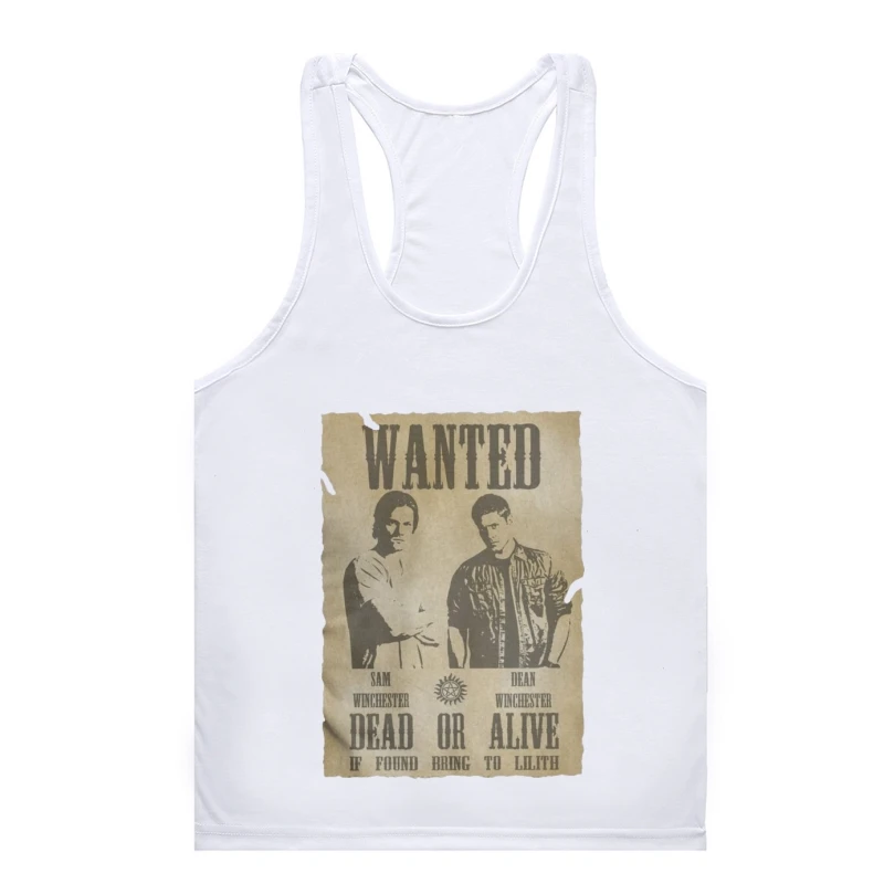 

Supernatural Wanted Dead Or Alive tank tank top men Men Winchester Funny Cotton Gym t-shirt man O Neck sleeveless gym Gym t-shir