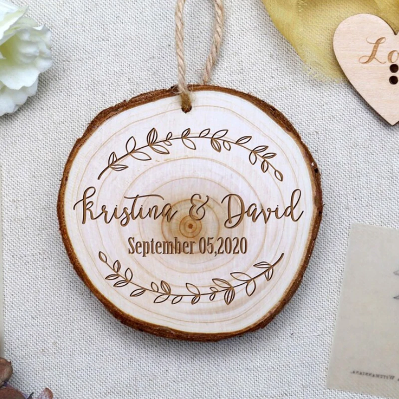 

20pcs Custom Wedding Favors Tags Bulk for Rustic Wedding Flora Wedding Favor Ornaments Personalized Engraved Wood Wedding Tags M