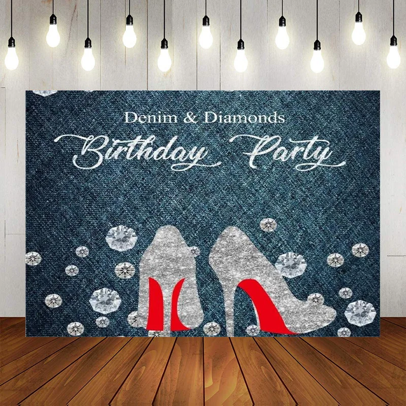 Фон для фотосъемки из денима с кристаллами и стразами