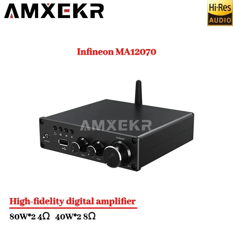 AMXEKR Infineon MA12070 Hi-Fi цифровой усилитель Bluetooth 5 0 USB ES9023 с низким уровнем искажений 80 Вт