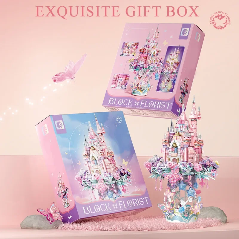 SEMBO строительные блоки замок с цветочным лицом головоломка ручной работы сборка