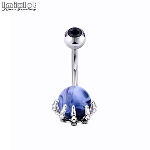 Кольцо для пупка из нержавеющей стали с опалом