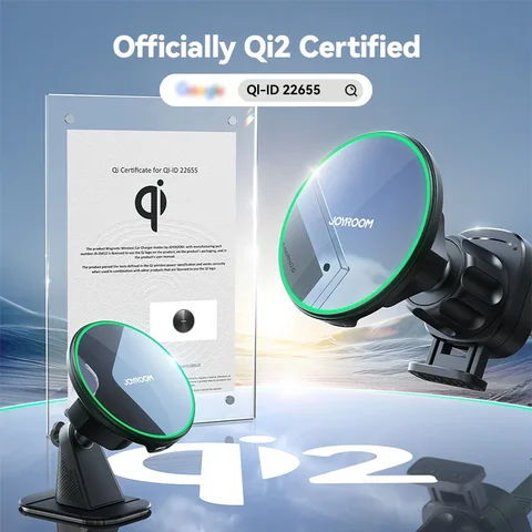 Joyroom для Qi2, 15 Вт, магнитное автомобильное зарядное устройство, сертифицированный Qi2-беспроводной автомобильный держатель для вентиляционного отверстия/приборной панели для iPhone 16 Pro Max