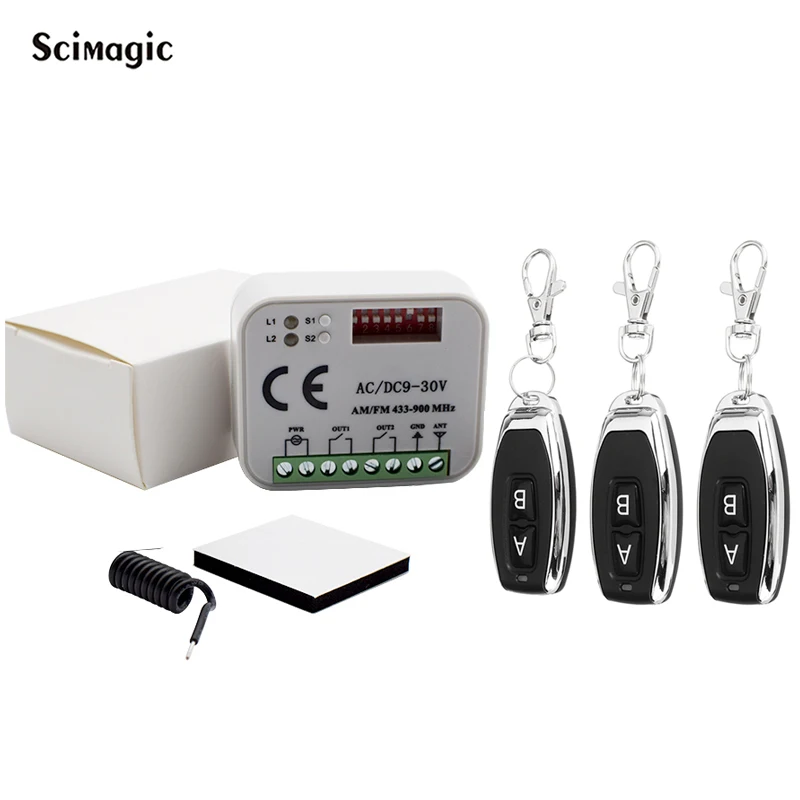 

Universal 2 Channel Wireless Garage Door 433MHZ DC12V 24V Fixed Code Rolling Code Receiver Controller Remote Control Switch