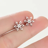 tulx stainless steel stud earrings for women man snow snowflake earring lovers engagement ear piercing jewelry accessories