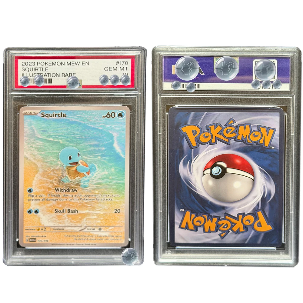 Фото 2023 POKEMON MEW EN SQUIRTLE ИЛЛЮСТРАЦИЯ РЕДКАЯ КОЛЛЕКЦИОННАЯ КАРТА DIY Proxy PTCG, Оцененная коллекционная карта, Специальное искусство, Редкий GEM, MT, 10 карточек, Подарки с этикетками №1