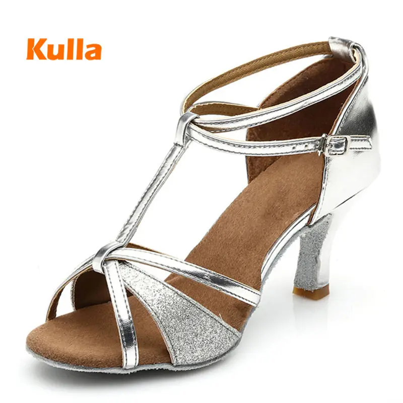 Latin Dance Shoes For Women Salsa Jazz Ballroom Dancing Shoes Girls Sequins Soft Comfortable Professional 5/7cm Woman High Heels