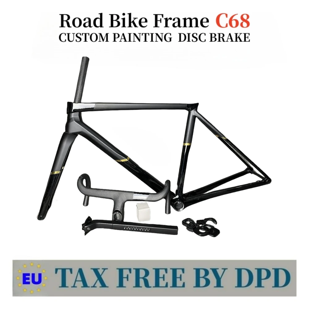 

T1100 C68 Road Carbon Fiber Frame Speed Bike Frames T47 Disc Brake Racing Bicycle Frameset + Handlebar Custom Painting DPD UPS