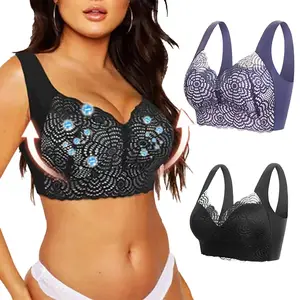 Wire Free Lace Bras for Women Plus Size Ultimate Lift Stretch Full-Figure  Seamless Lace Cut-Out Bra No Back Fat Cleavage Boost - AliExpress
